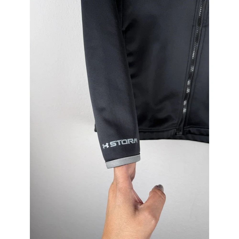 Under Armour Storm Cold Gear Infrared YXL Hooded Fleece Jacket Zip Black Swacket
